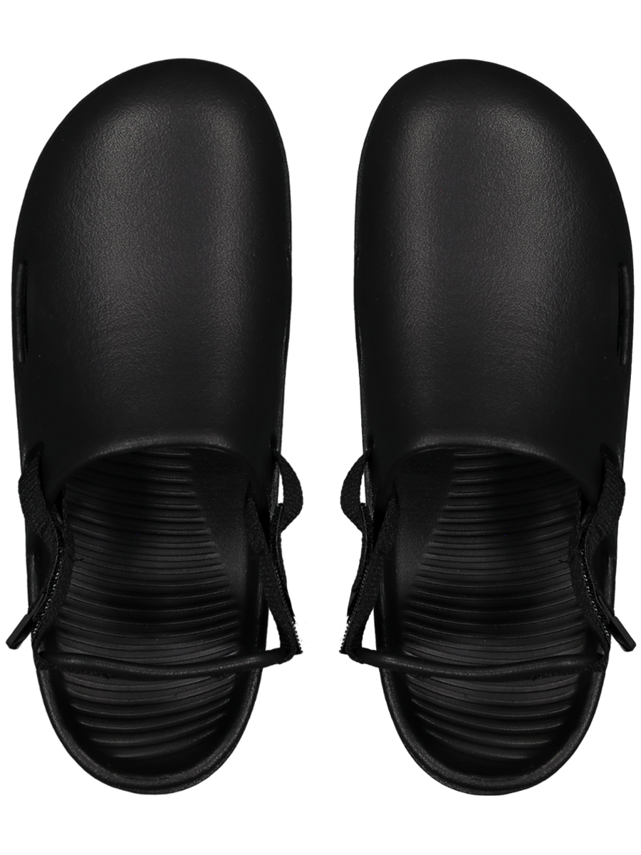 Black Faux Leather Clogs