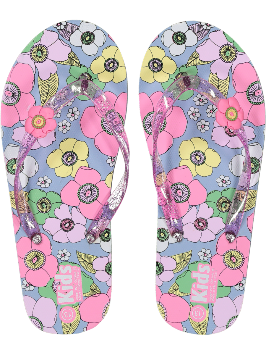 Pink Flowered Flip Flops