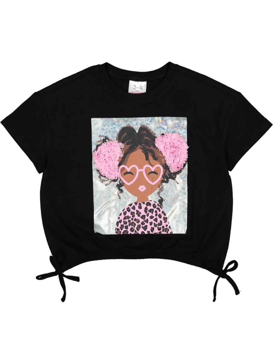 Black Graphic Waist Tie T-Shirt