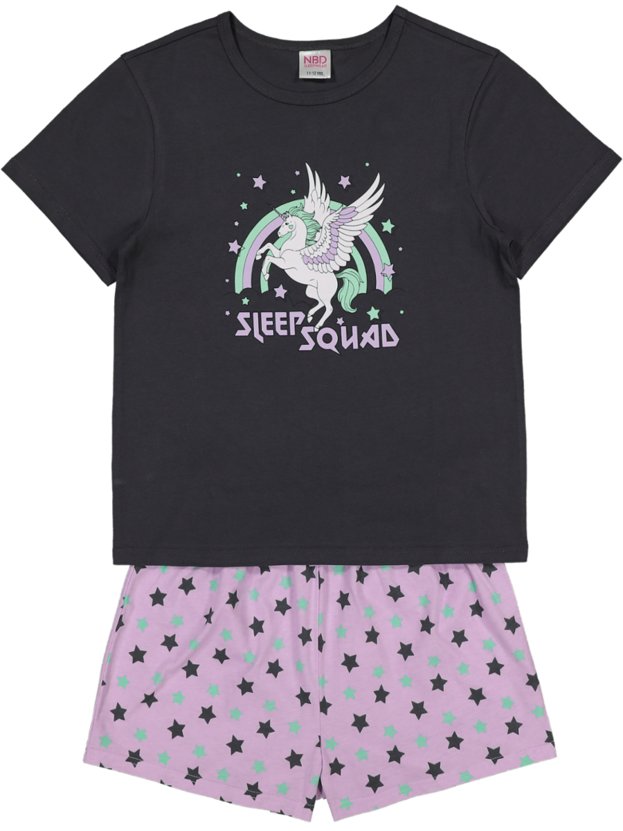 Black Unicorn Short Sleeve Pajama Set