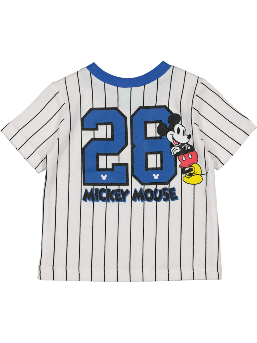 White Stripe Mickey Mouse T-Shirt