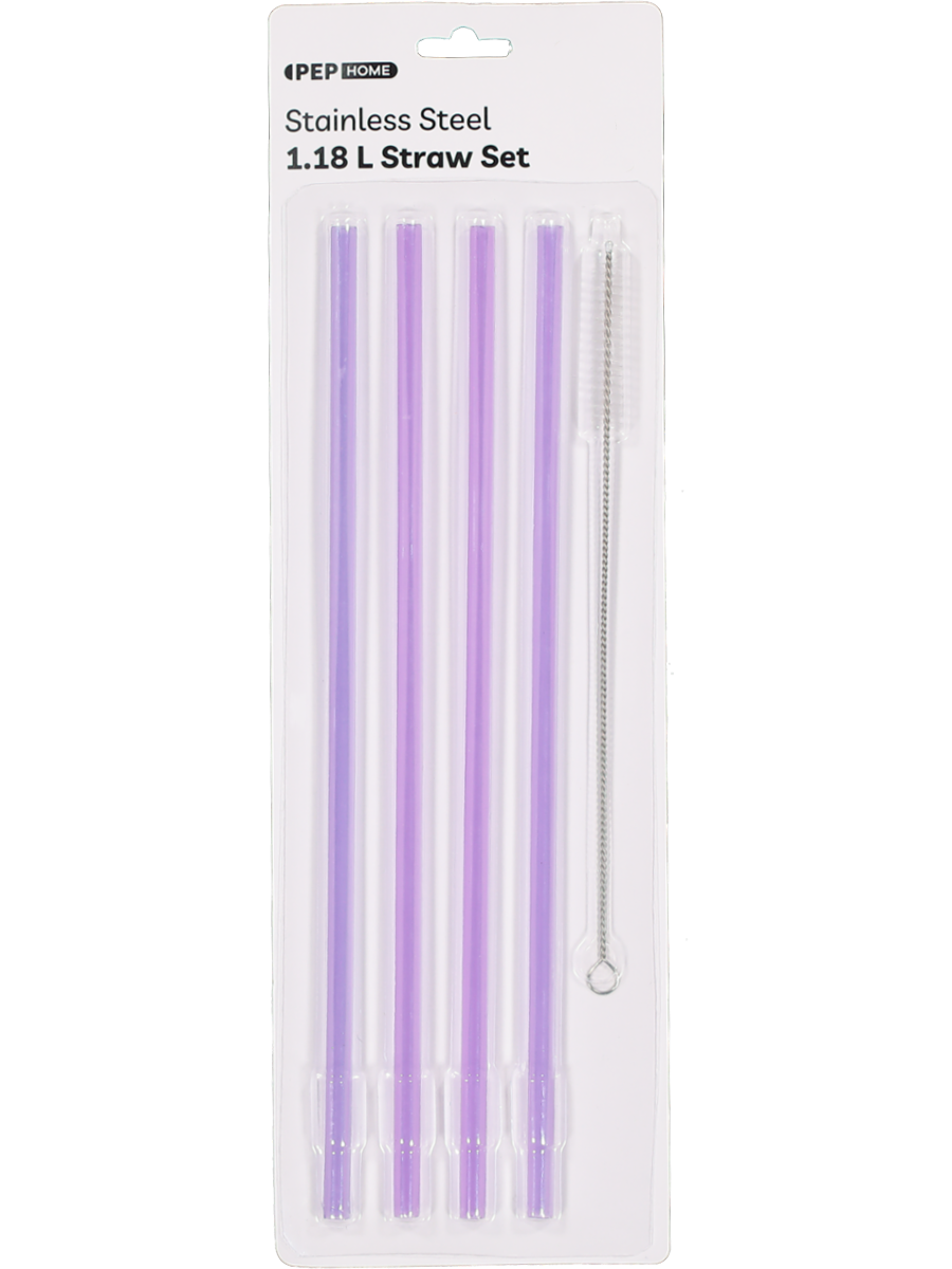4 Pack Lilac Bottle Straws