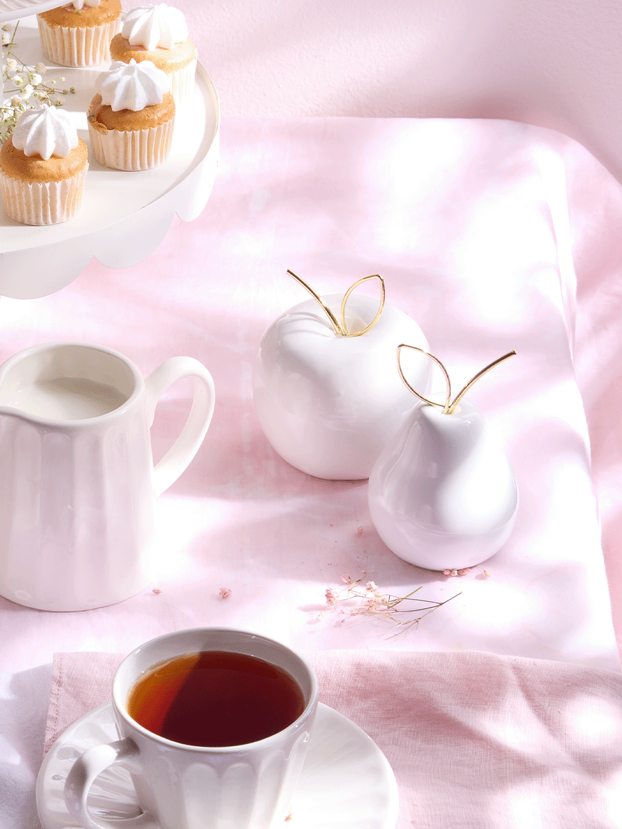 White And Gold Ceramic Apple