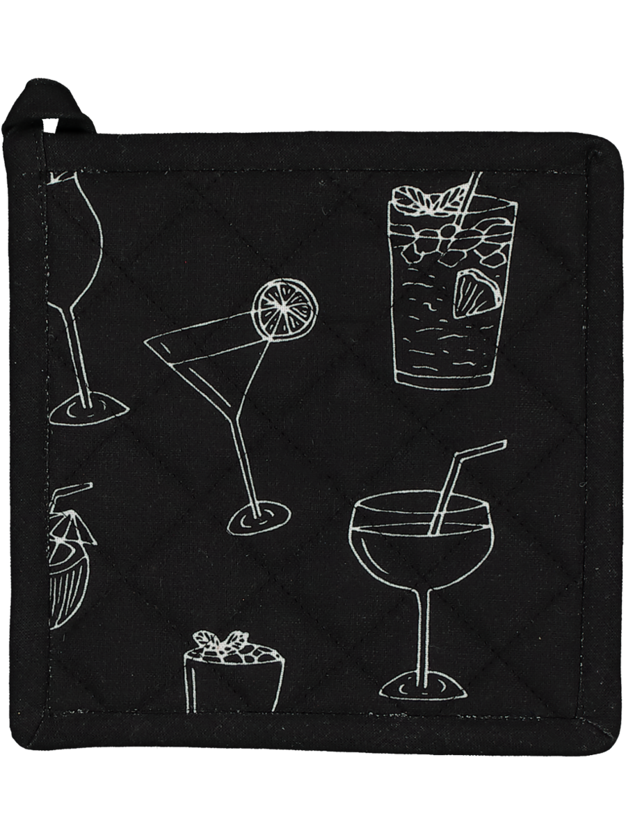 Black Printed Pot Holders