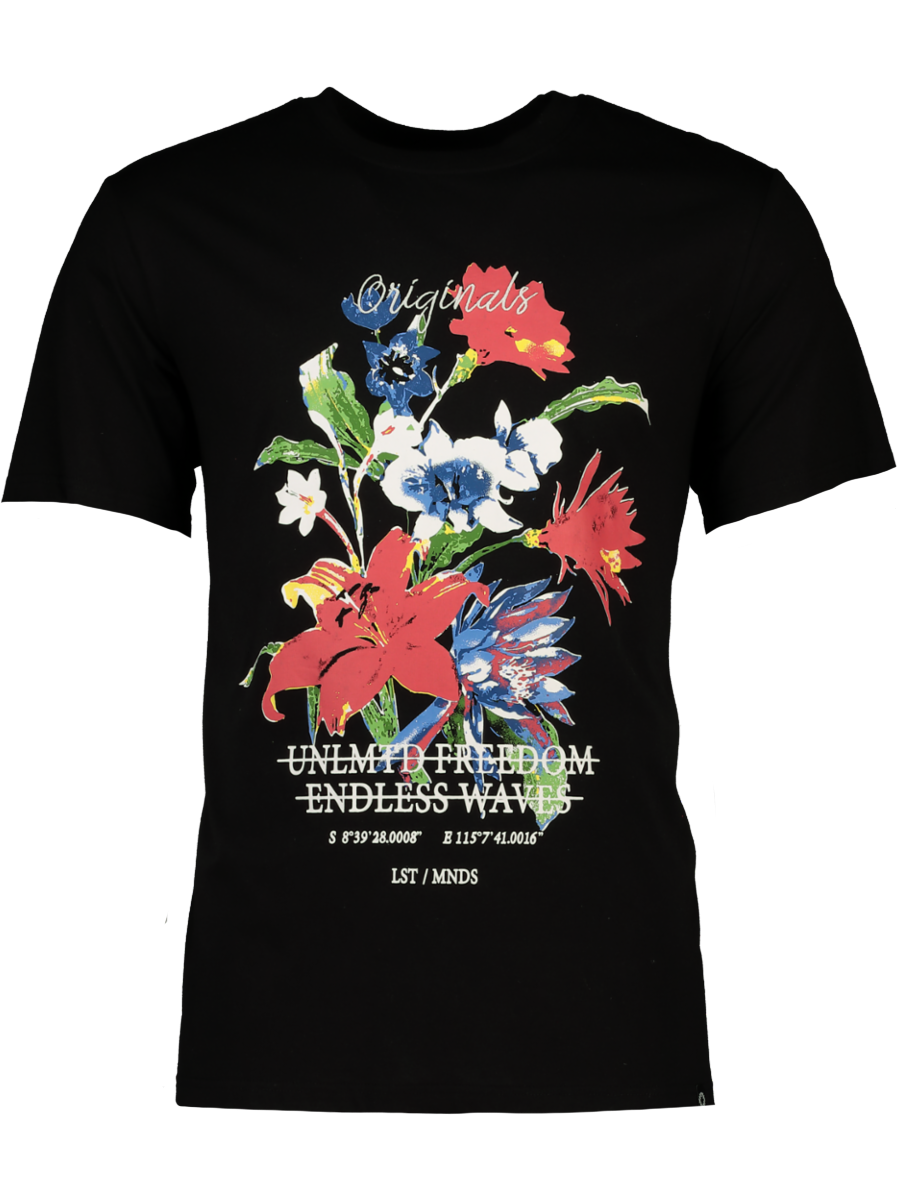 Black Floral Embroidered T-Shirt