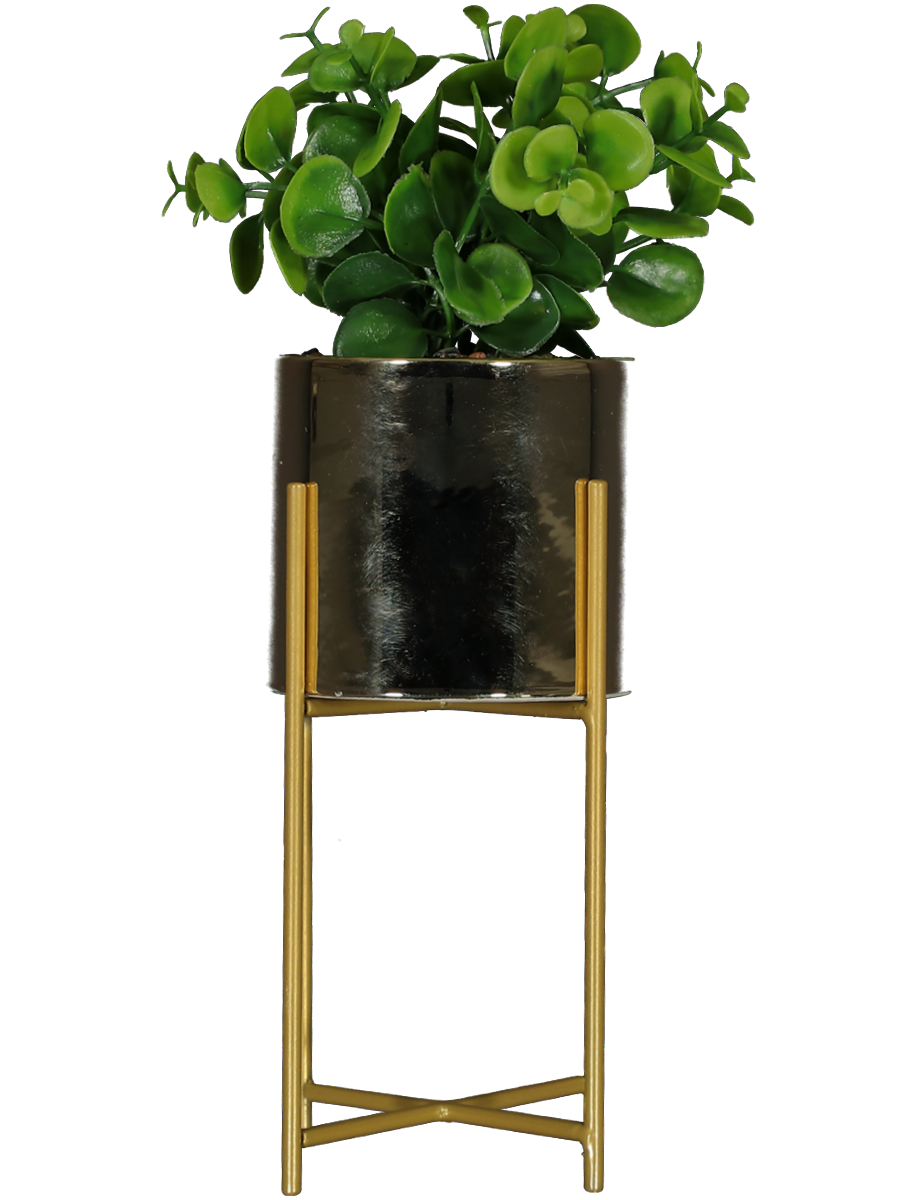 Faux Plant On Gold Pot