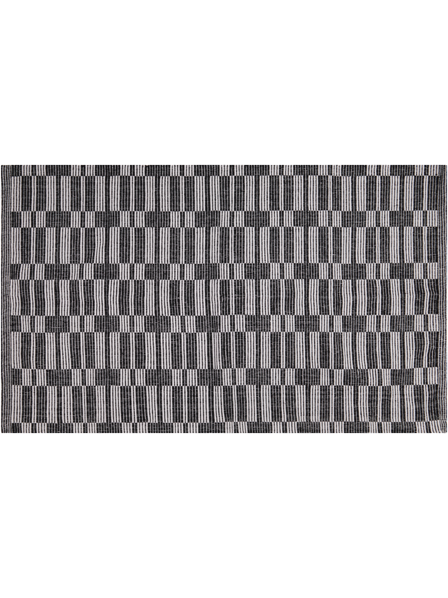 Cream And Black Medium Jacquard Rug