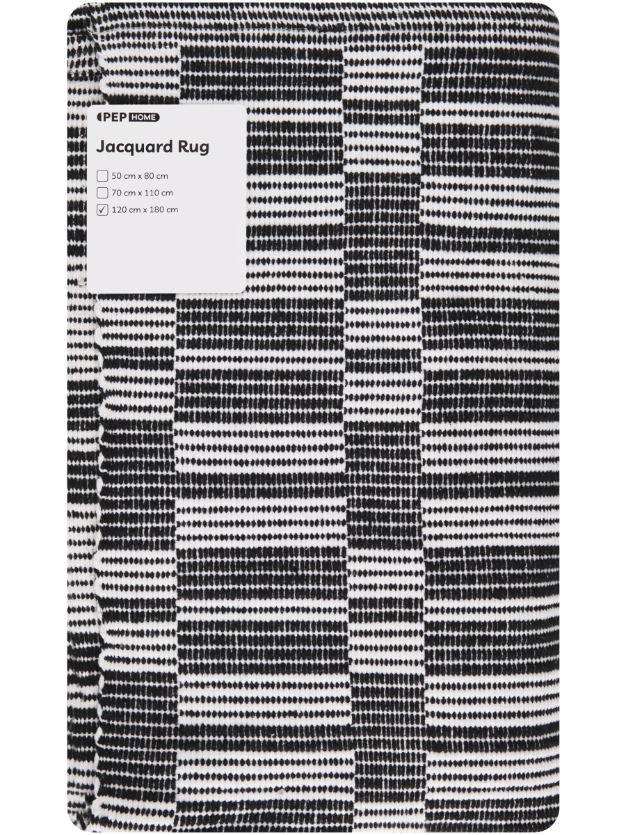 Large Cream And Black Jacquard Rug