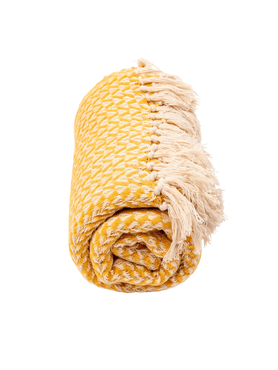Yellow Poly Cotton Throw Blanket
