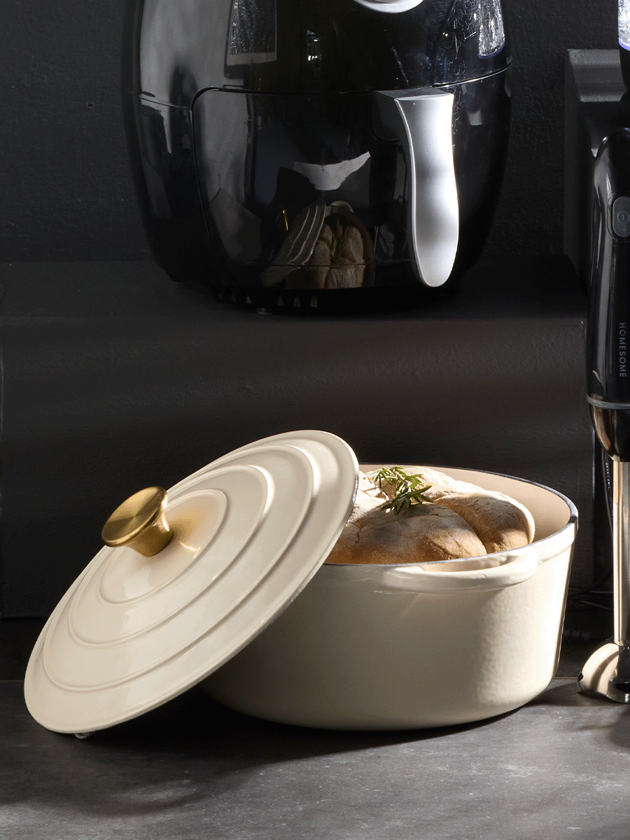 Cream Cast Iron Casserole