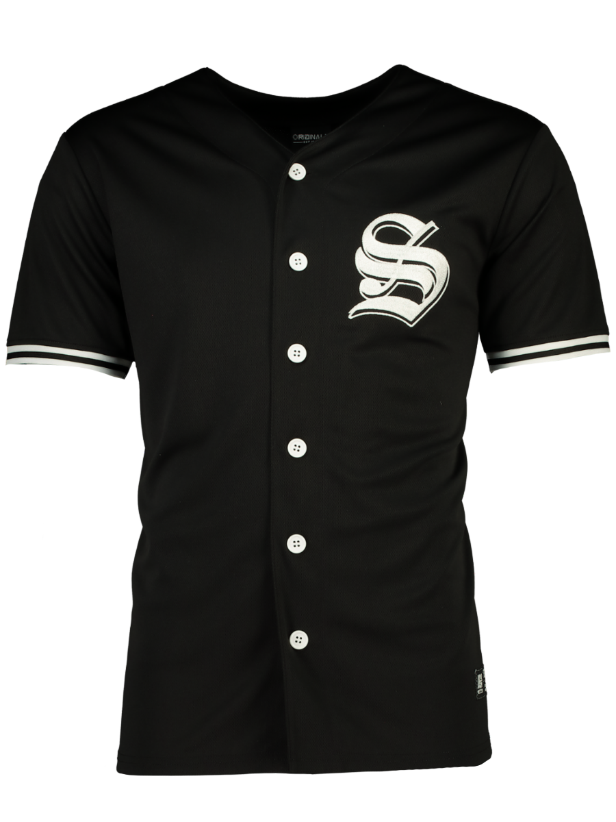 Black Button Up Baseball T-Shirt