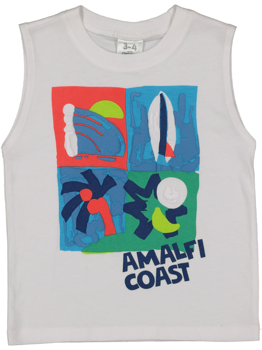 White Surfing Print Tank