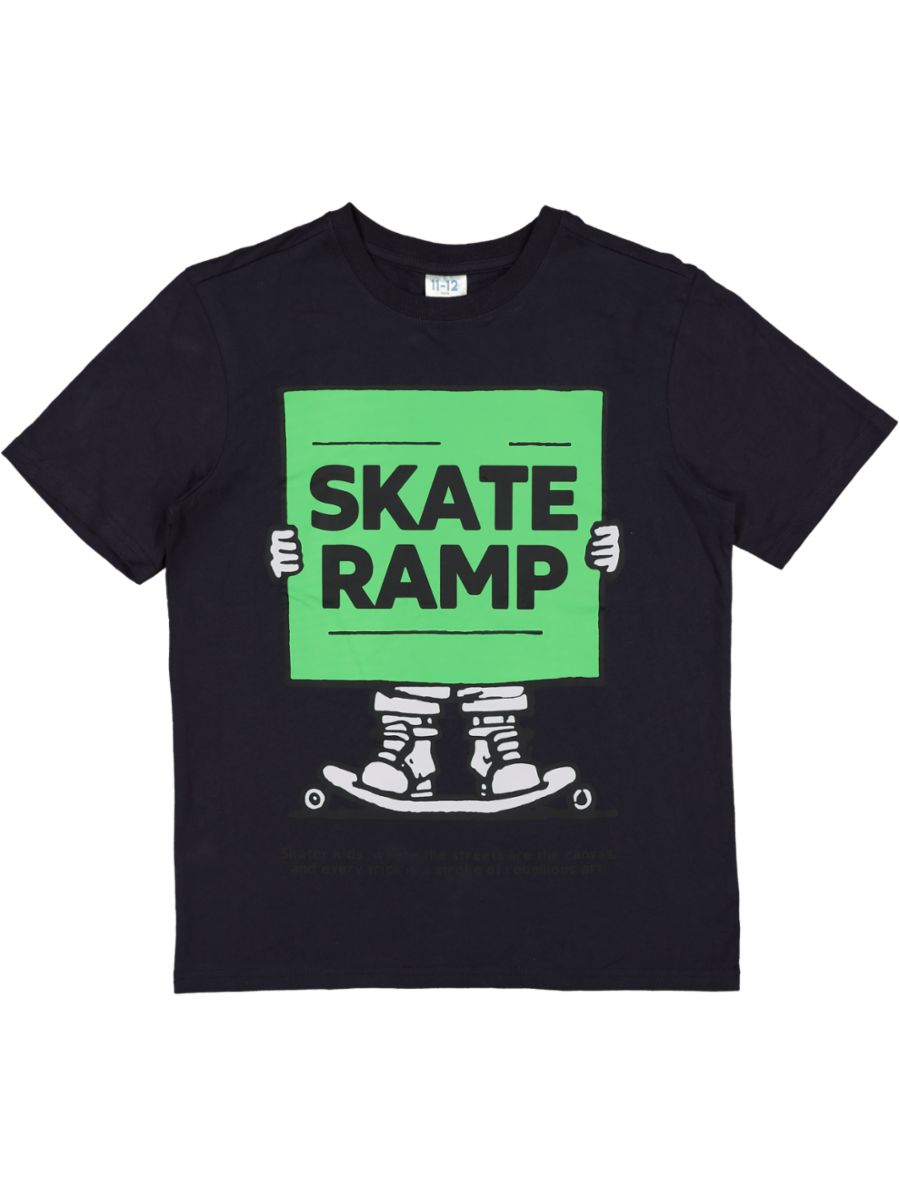 Navy Skateboard Print T-Shirt