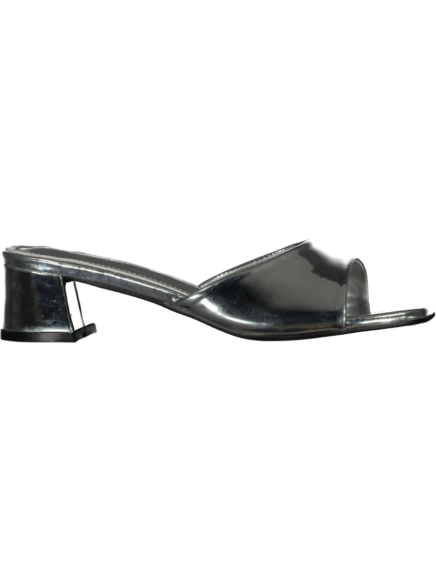 Silver Shiny Mule Heel