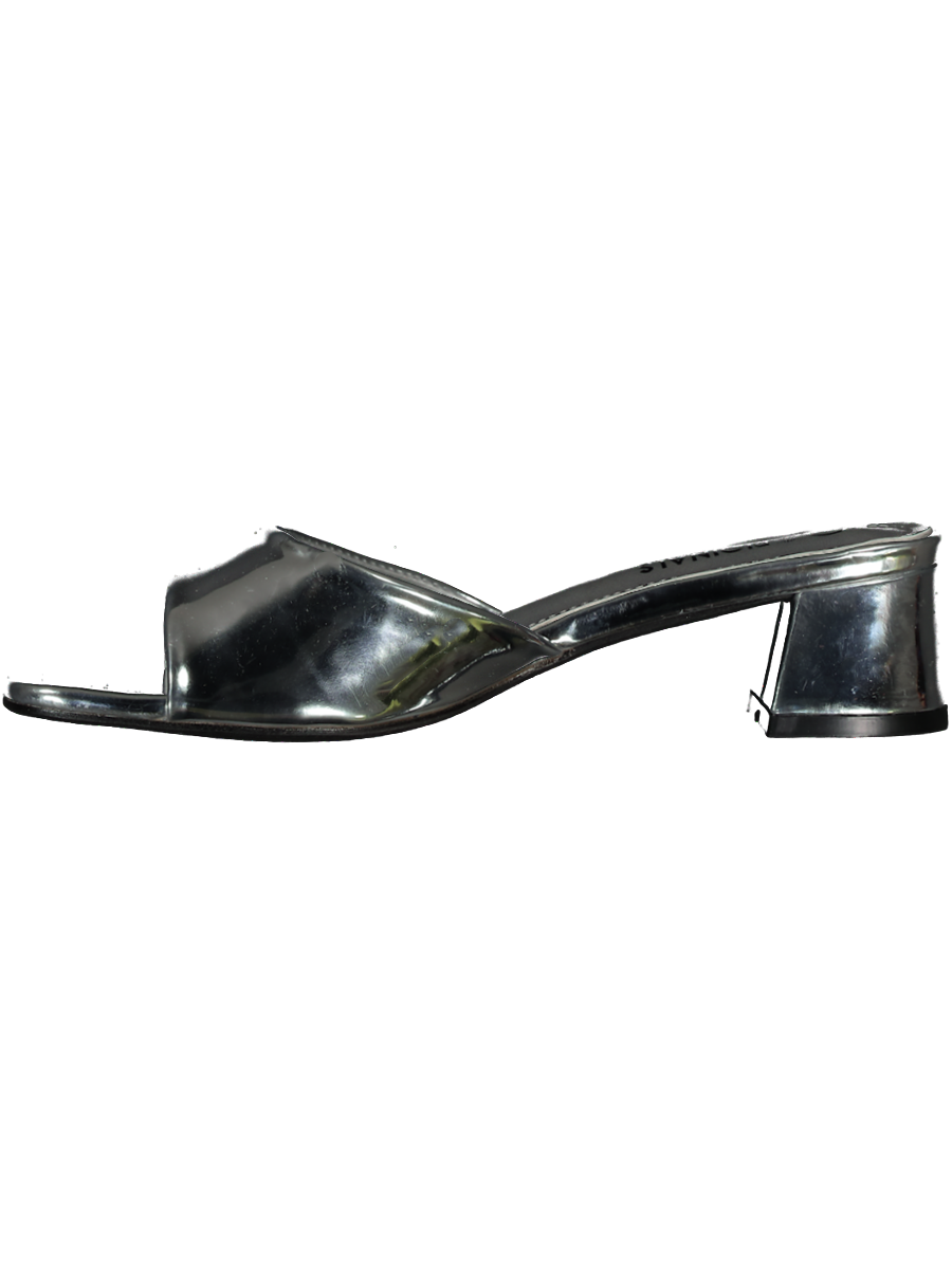 Silver Shiny Mule Heel