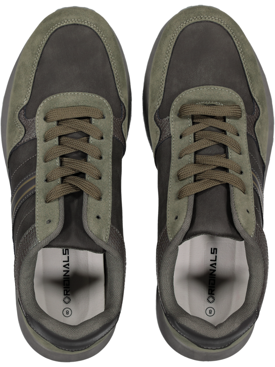 Green Faux Suede Retro Sneakers