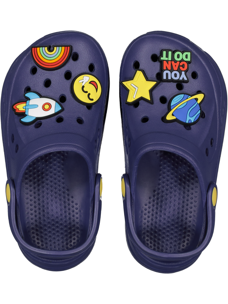 Navy Moulded Sandals With Charms