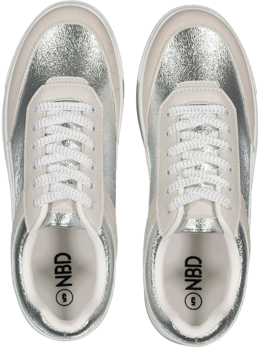 White Shiny Trims Low Top Sneakers